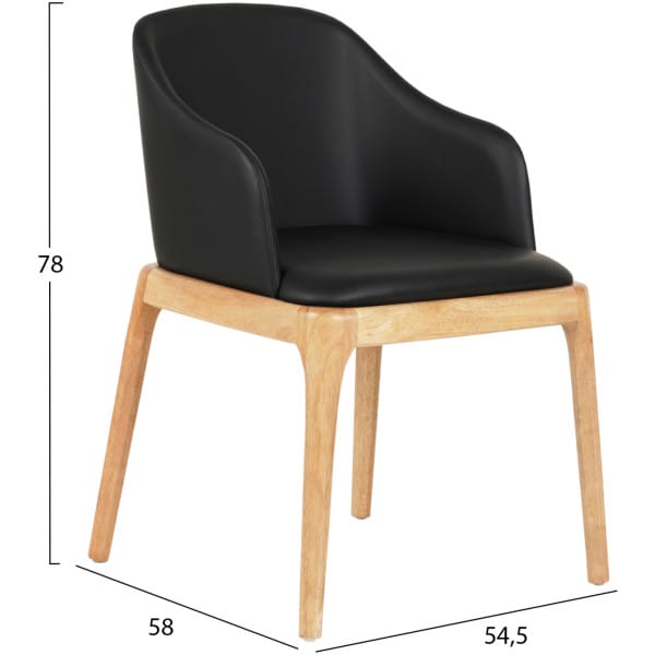ΠΟΛΥΘΡΟΝΑ ΤΡΑΠΕΖΑΡΙΑΣ FURLAN HM9949.01 RUBBERWOOD ΣΕ ΟΑΚ-ΜΑΥΡΟ PU 54,5x58x78Υεκ. - Image 2