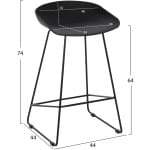 ΣΚΑΜΠΟ ΜΠΑΡ NAILA HM9299.02 ΜΑΥΡΟ ΜΕΣΑΙΟΥ ΥΨΟΥΣ 44x44x74Yεκ. - Image 2