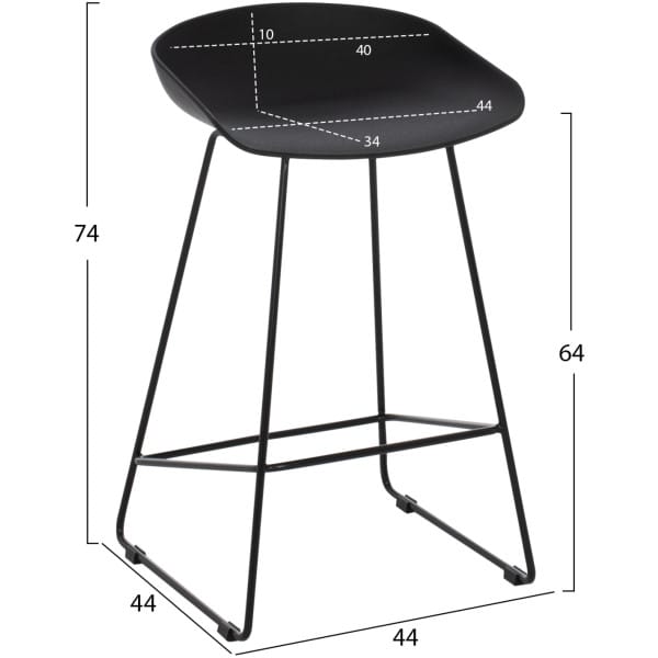 ΣΚΑΜΠΟ ΜΠΑΡ NAILA HM9299.02 ΜΑΥΡΟ ΜΕΣΑΙΟΥ ΥΨΟΥΣ 44x44x74Yεκ. - Image 2