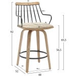 ΣΚΑΜΠΟ ΜΠΑΡ JUDI HM9985.01 WHITE WASH Κ.Π.-ΜΑΥΡΟ ΜΕΤΑΛΛΟ-ΜΠΕΖ ΥΦΑΣΜΑ 48x52x92Υεκ - Image 2