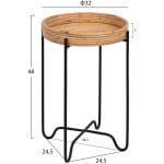 ΤΡΑΠΕΖΑΚΙ ΒΟΗΘΗΤΙΚΟ FLY HM7905 RATTAN ΦΥΣΙΚΟ ΧΡΩΜΑ-ΜΕΤΑΛΛΙΚΗ ΒΑΣΗ ΜΑΥΡΗ Φ32x48Yεκ. - Image 2