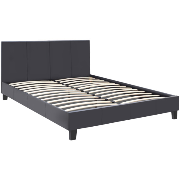 Κρεβάτι Flat  από τεχνόδερμα χρώμα μαύρο ματ 150x200εκ. - Image 3