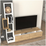 Σύνθεση τηλεόρασης Tulip  χρώμα λευκό - sepet oak 160x29,5x160εκ. - Image 3