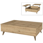 Τραπεζάκι σαλονιού Roy  με σερβιτόρο χρώμα sepet oak 121x69x40εκ.