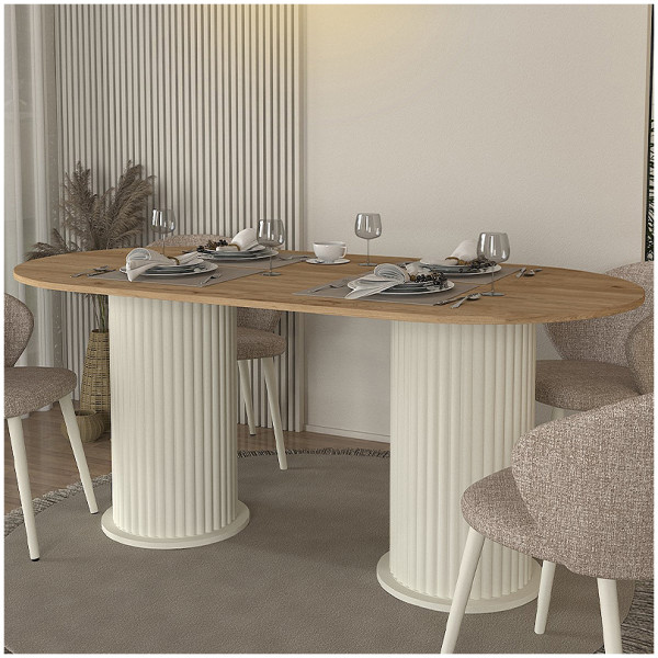 Τραπέζι Bohema  χρώμα ivory - sepet oak 180x90x77,7εκ. - Image 3