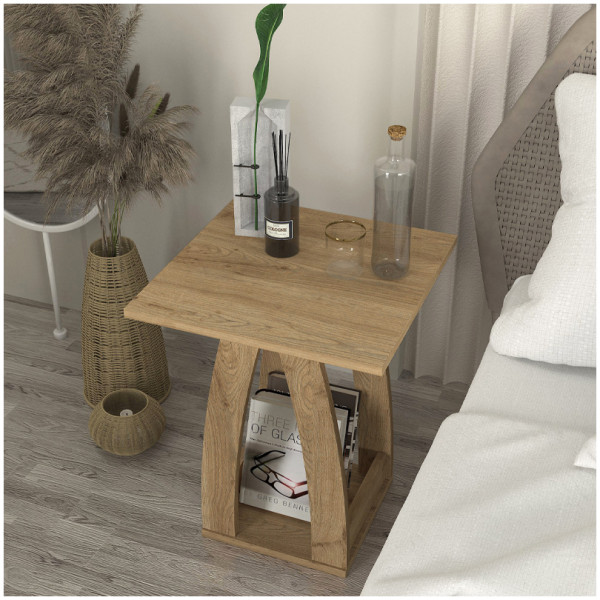 Τραπεζάκι βοηθητικό - Κομοδίνο Deros  χρώμα sepet oak 45x45x56εκ. - Image 3