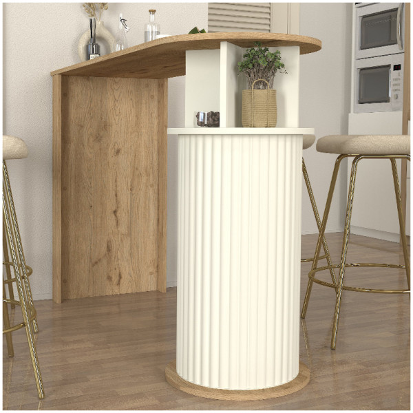 Τραπέζι μπαρ Bohema  χρώμα sepet oak - ivory 150x51,6x101,8εκ. - Image 3