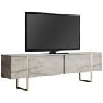 Έπιπλο τηλεόρασης Luxe  χρώμα travertine - χρυσό 180x30x50εκ.