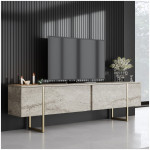 Έπιπλο τηλεόρασης Luxe  χρώμα travertine - χρυσό 180x30x50εκ. - Image 2