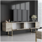 Έπιπλο τηλεόρασης Luxe  χρώμα travertine - χρυσό 180x30x50εκ. - Image 3