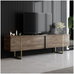 Έπιπλο τηλεόρασης Luxe  χρώμα καρυδί - χρυσό 180x30x50εκ. - Image 2