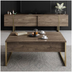 Έπιπλο τηλεόρασης Luxe  χρώμα καρυδί - χρυσό 180x30x50εκ. - Image 3