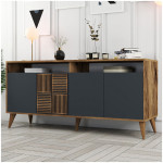 Μπουφές Milan  χρώμα καρυδί - ανθρακί 180x35x78,6εκ.