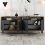 Μπουφές Milan  χρώμα καρυδί - ανθρακί 180x35x78,6εκ. - Image 2