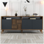 Μπουφές Milan  χρώμα καρυδί - ανθρακί 180x35x78,6εκ. - Image 3