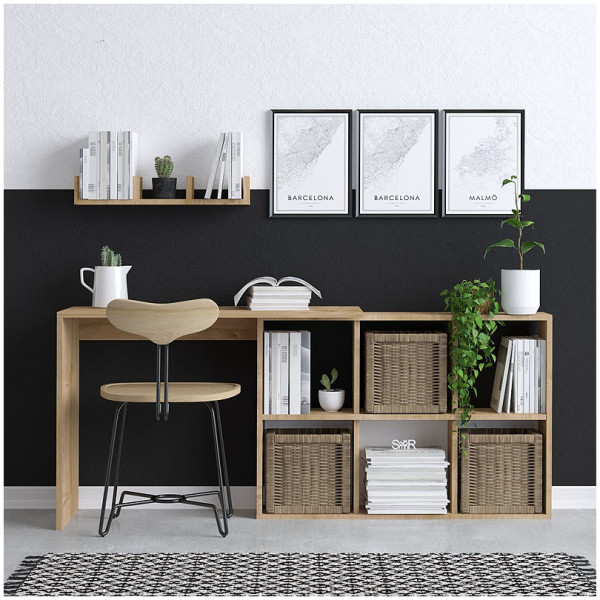 Γραφείο εργασίας Blake  χρώμα φυσικό οξιάς 145x45x74εκ. - Image 2