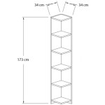Βιβλιοθήκη γωνιακή Kedy II  χρώμα μαύρο - καρυδί 34x34x173εκ. - Image 3