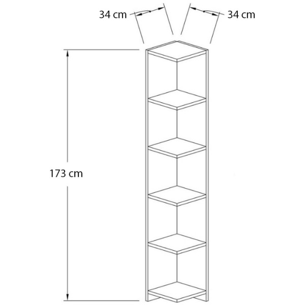 Βιβλιοθήκη γωνιακή Kedy II  χρώμα μαύρο - καρυδί 34x34x173εκ. - Image 3