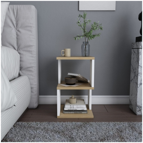 Κομοδίνο Carter  χρώμα φυσικό οξιάς - λευκό 29,6x29,6x49,4εκ. - Image 3