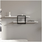 Ραφιέρα τοίχου Mone  χρώμα λευκό - μαύρο 120x18x30εκ. - Image 2