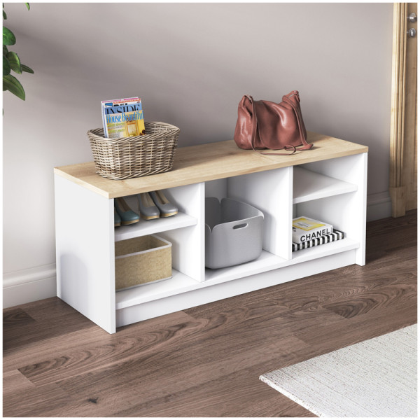 Παπουτσοθήκη London  χρώμα λευκό - sapphire oak 100x35x40εκ. - Image 1