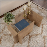 Τραπεζάκι σαλονιού Vetrino  γυάλινο χρώμα honey oak 105x65x40εκ. - Image 2