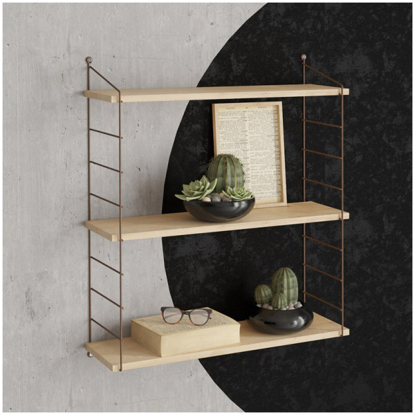 Ραφιέρα τοίχου Armoni  χρώμα sapphire oak - καφέ μέταλλο 72x20x85εκ. - Image 1