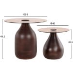 ΒΟΗΘΗΤΙΚΑ ΤΡΑΠΕΖΑΚΙΑ 2ΤΜΧ CHANG HM9668 ΞΥΛΟ MANGO-ΓΥΑΛΙ TOP Φ55x49,5Υ & Φ40x36,5Υεκ. - Image 2