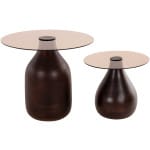 ΒΟΗΘΗΤΙΚΑ ΤΡΑΠΕΖΑΚΙΑ 2ΤΜΧ CHANG HM9668 ΞΥΛΟ MANGO-ΓΥΑΛΙ TOP Φ55x49,5Υ & Φ40x36,5Υεκ.