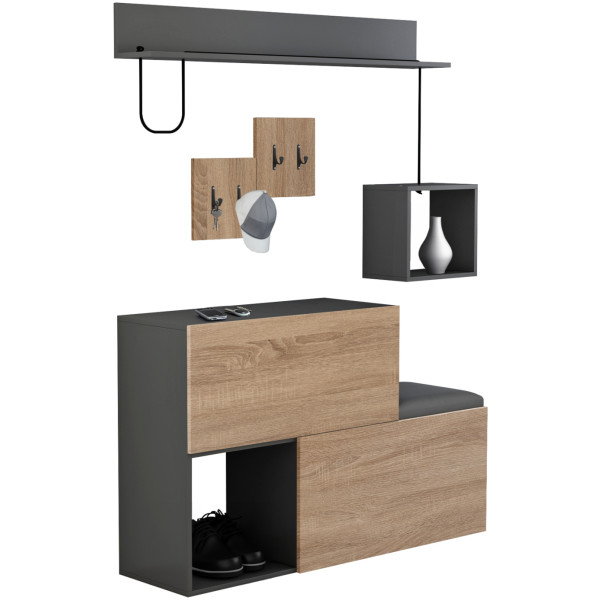 ΕΠΙΠΛΟ ΕΙΣΟΔΟΥ CERB HM8957.11 ΜΕΛΑΜΙΝΗ ΣΕ SONAMA-ΓΚΡΙ 120x20x72Υ εκ. - Image 1