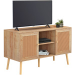 ΕΠΙΠΛΟ TV ΜΕΛΑΜΙΝΗΣ COLM ΜΕ ΠΟΡΤΕΣ RATTAN HM9223.11 ΣΕ ΧΡΩΜΑ ΦΥΣΙΚΟ 120x39x56,5Υεκ.