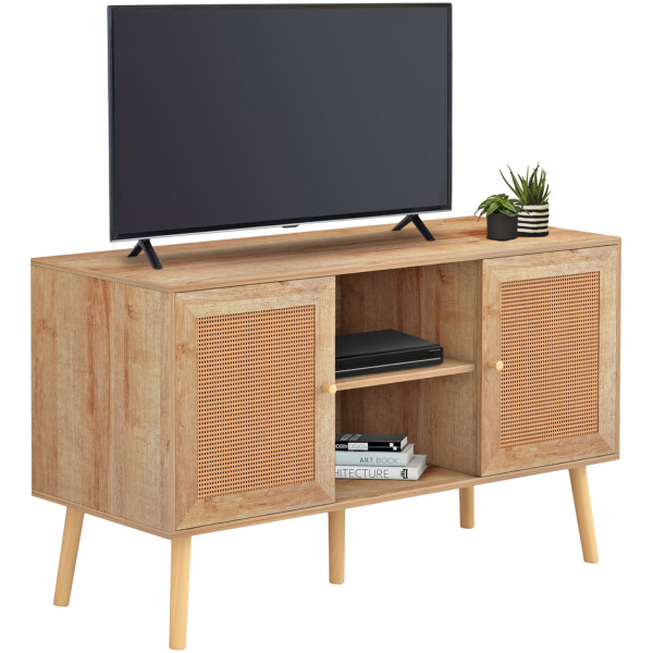 ΕΠΙΠΛΟ TV ΜΕΛΑΜΙΝΗΣ COLM ΜΕ ΠΟΡΤΕΣ RATTAN HM9223.11 ΣΕ ΧΡΩΜΑ ΦΥΣΙΚΟ 120x39x56,5Υεκ. - Image 1
