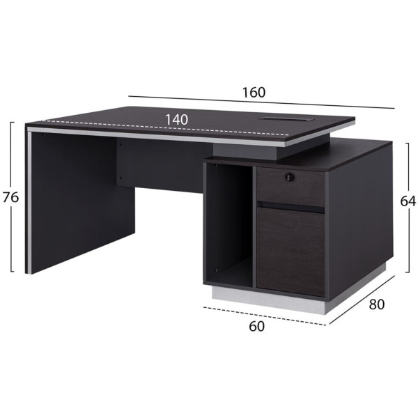 ΓΡΑΦΕΙΟ ΕΠΑΓΓΕΛΜΑΤΙΚΟ ΜΕ ΔΕΞΙΟ ΝΤΟΥΛΑΠΙ ROSEWOOD HM2087R 160X80X76Υ εκ. - Image 2