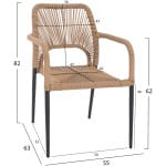 ΠΟΛΥΘΡΟΝΑ ΑΛΟΥΜΙΝΙΟΥ NOJO HM5771.02 ΓΚΡΙ ΜΕ P.E.TWIST RATTAN ΜΠΕΖ 55x63x82Y εκ. - Image 2