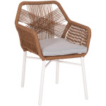 ΠΟΛΥΘΡΟΝΑ TOPIN HM6048.11 ΑΛΟΥΜΙΝΙΟ ΛΕΥΚΟ-P.E. RATTAN ΜΠΕΖ 59x63x81Υεκ