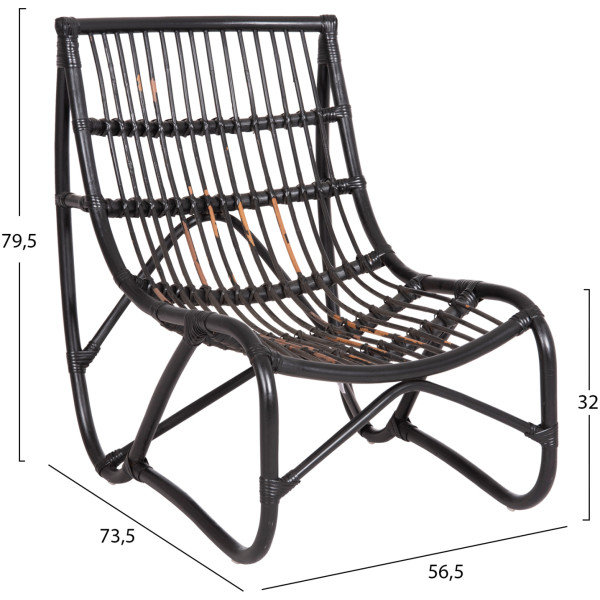 ΠΟΛΥΘΡΟΝΑ GRINN HM9815.02 ΡΑΒΔΟΙ RATTAN ΣΕ ΜΑΥΡΟ--Β' ΔΙΑΛΟΓΗΣ 56,5x73,5x79,5Υεκ. - Image 2