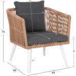ΣΑΛΟΝΙ ΕΞ.ΧΩΡΟΥ 4ΤΜΧ FREJA HM6057.01 ΑΛΟΥΜ. ΛΕΥΚΟ-PE RATTAN ΜΠΕΖ-ΑΝΘΡΑΚΙ ΜΑΞΙΛΑΡΙΑ - Image 2