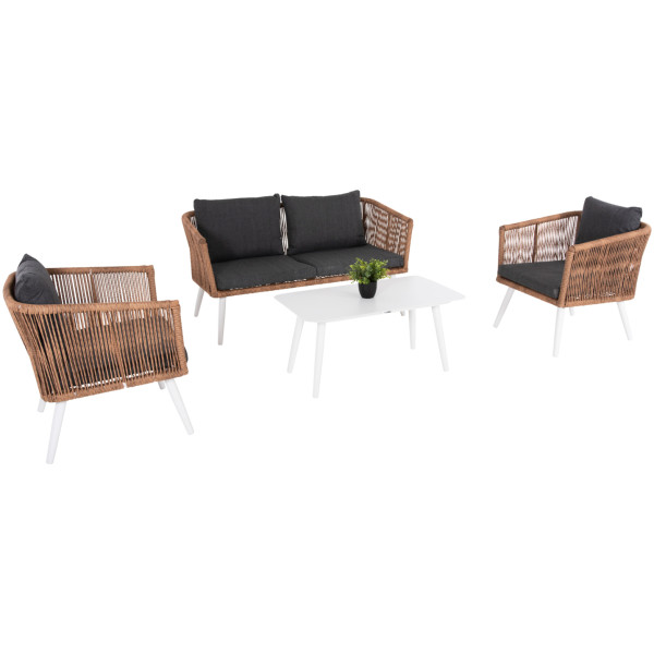 ΣΑΛΟΝΙ ΕΞ.ΧΩΡΟΥ 4ΤΜΧ FREJA HM6057.01 ΑΛΟΥΜ. ΛΕΥΚΟ-PE RATTAN ΜΠΕΖ-ΑΝΘΡΑΚΙ ΜΑΞΙΛΑΡΙΑ - Image 1