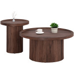 ΣΕΤ 2ΤΜΧ ΤΡΑΠΕΖΙΑ ΣΑΛΟΝΙΟΥ MARGON HM21084 MDF ΣΚΟΥΡΟ ΚΑΦΕ Φ80εκ & Φ45εκ