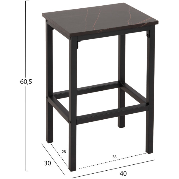 ΣΕΤ ΤΡΑΠΕΖΑΡΙΑ ΜΠΑΡ 5ΤΜΧ BOXY HM9882.13 ΜΑΥΡΟ ΜΕΤΑΛΛΟ-ΜΕΛΑΜΙΝΗ ΜΑΥΡΟ ΜΑΡΜΑΡΟ - Image 2
