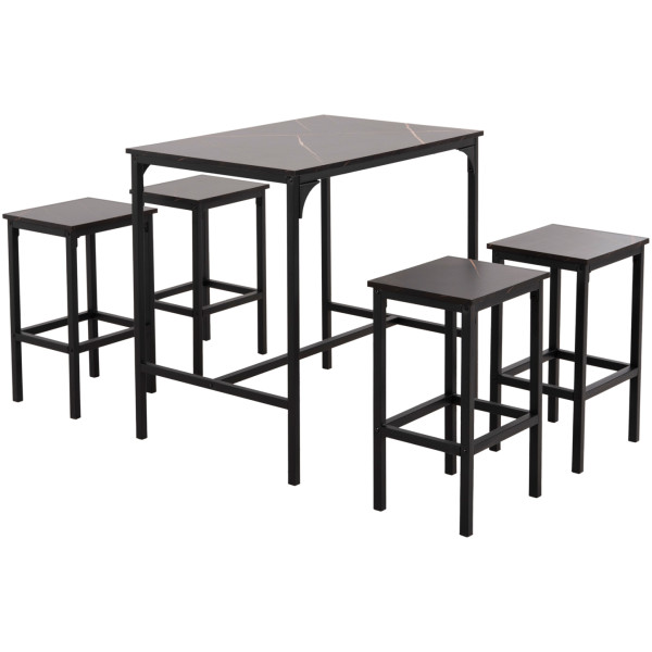 ΣΕΤ ΤΡΑΠΕΖΑΡΙΑ ΜΠΑΡ 5ΤΜΧ BOXY HM9882.13 ΜΑΥΡΟ ΜΕΤΑΛΛΟ-ΜΕΛΑΜΙΝΗ ΜΑΥΡΟ ΜΑΡΜΑΡΟ - Image 1