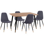 ΣΕΤ ΤΡΑΠΕΖΑΡΙΑΣ 5ΤΜΧ ALIZA HM11196.01 MDF TOP-ΒΕΛΟΥΔΟ ΓΚΡΙ & ΜΕΤΑΛΛΟ ΜΑΥΡΟ