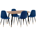 ΣΕΤ ΤΡΑΠΕΖΑΡΙΑΣ 5ΤΜΧ ALIZA HM11196.08 MDF TOP-ΒΕΛΟΥΔΟ ΜΠΛΕ & ΜΕΤΑΛΛΟ ΜΑΥΡΟ