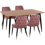 ΣΕΤ ΤΡΑΠΕΖΑΡΙΑΣ 5ΤΜΧ JOLIE HM11198.02 MDF TOP-ΒΕΛΟΥΔΟ ΣΑΠΙΟ ΜΗΛΟ & ΜΕΤΑΛΛΟ ΜΑΥΡΟ