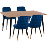 ΣΕΤ ΤΡΑΠΕΖΑΡΙΑΣ 5ΤΜΧ JOLIE HM11198.08 MDF TOP-ΒΕΛΟΥΔΟ ΜΠΛΕ & ΜΕΤΑΛΛΟ ΜΑΥΡΟ
