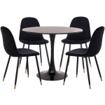 ΣΕΤ ΤΡΑΠΕΖΑΡΙΑΣ 5ΤΜΧ BROLIN HM21191 MDF TOP-ΜΕΤΑΛΛΙΚΑ ΠΟΔΙΑ-ΒΕΛΟΥΔΟ--ΜΑΥΡΟ
