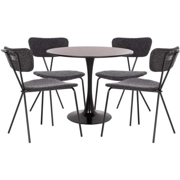 ΣΕΤ ΤΡΑΠΕΖΑΡΙΑΣ 5ΤΜΧ BROLIN HM21200 MDF TOP & ΜΕΤΑΛΛΟ ΜΑΥΡΟ-ΣΚΟΥΡΟ ΓΚΡΙ ΥΦΑΣΜΑ - Image 1