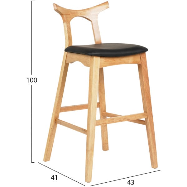 ΣΚΑΜΠΟ ΜΠΑΡ USOPP HM9951.01 RUBBERWOOD ΣΕ ΟΑΚ-ΜΑΥΡΟ PU 43x41x100Υεκ. - Image 2