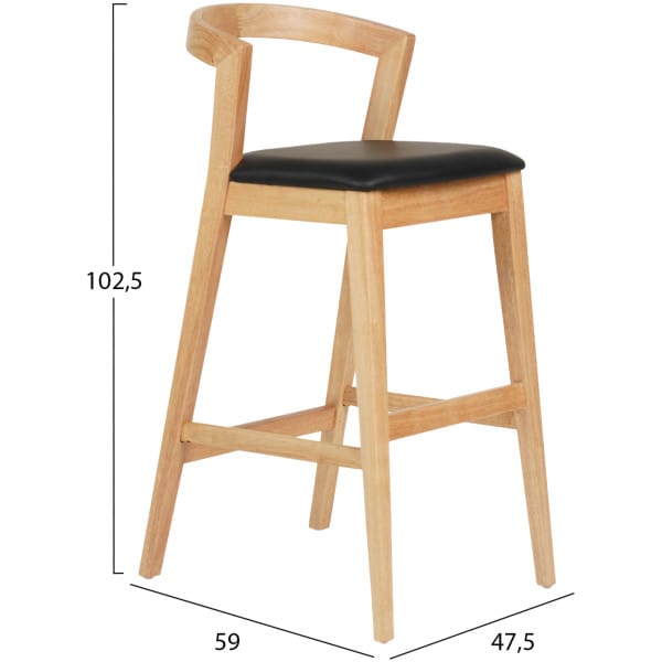 ΣΚΑΜΠΟ ΜΠΑΡ NAMI HM9952.01 RUBBERWOOD ΣΕ ΟΑΚ-ΜΑΥΡΟ PU 47,5x59x102,5Υεκ. - Image 2