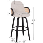 ΣΚΑΜΠΟ ΜΠΑΡ ΠΕΡΙΣΤΡΕΦΟΜΕΝΟ BECKER HM18251.02 PLYWOOD ΜΑΥΡΟ--ΕΚΡΟΥ ΥΦΑΣΜΑ 50x52x100Υ - Image 2